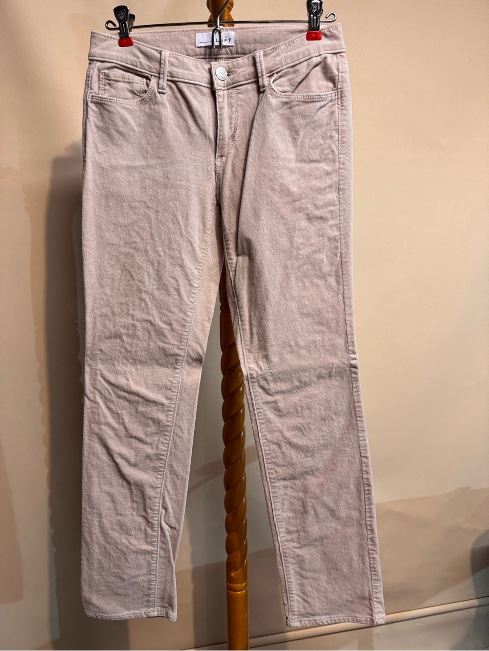 Ann Taylor Loft Women’s Modern Straight Corduroy Jeans in Light Pink Beige Color
